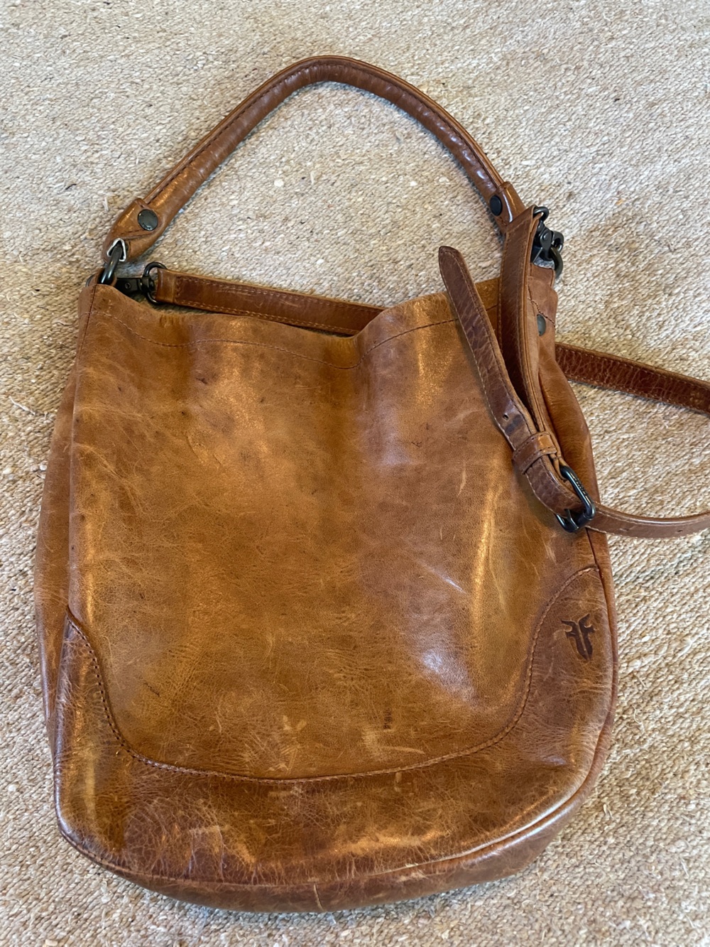 Excellent FRYE Melissa Hobo Crossbody COGNAC Full Grain Leather Bag